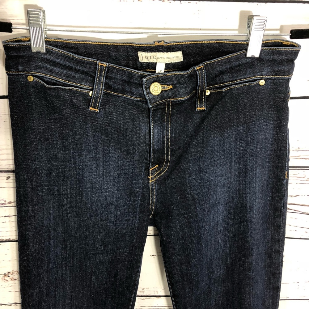 Joie Ravine Mid Rise Flare Jeans: Dark Wash - Picture 3 of 8